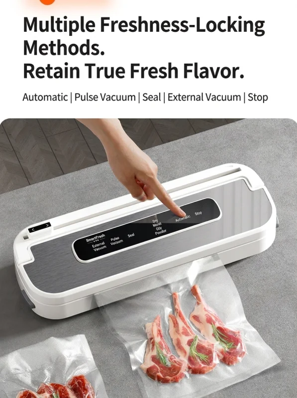 Fully Automatic Vacuum Sealer B5, 4 Modes (Dry/Moist/Oil/Soft), Powerful Vacuum Sealing Machine, Silver White - Main Image