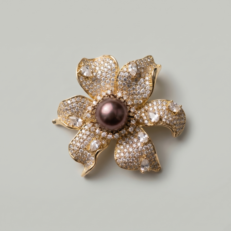 Lustrous Mauve-Hued Pearl Petal Brooch, 11.68mm - Main Image