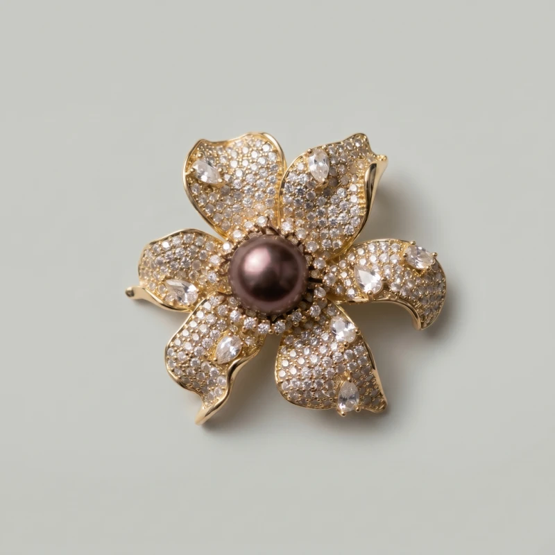 Lustrous Mauve-Hued Pearl Petal Brooch, 11.68mm - Main Image