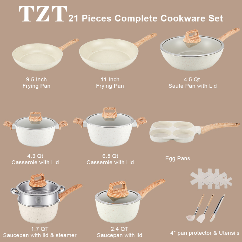 Premium Granite-Coated Nonstick Cookware Set ,21-Pc kitchen set with 8 Cookware Pc, Induction Ready & PFAS-Free - Image 7