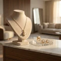 14K Gold Plated Pearl Jewelry Set - Waveform Scalloped Necklace, Ring & Earrings 7