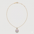 Purple Pearl Double Halo Rhinestone Pendant Necklace, 11.28mm, 19in, 14K Gold Plated 1