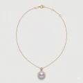 Purple Pearl Double Halo Rhinestone Pendant Necklace, 11.28mm, 19in, 14K Gold Plated 1