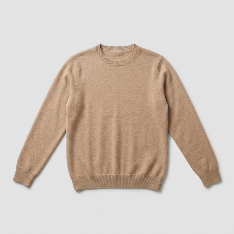 Women's 100% Pure Cashmere Low Neck Sweater - Elegant Light Camel, Classic, Basic - Image 6