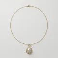14K Gold Plated Double Loop Rhinestone Pearl Necklace, 9.68mm, 19in 1