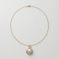 14K Gold Plated Double Loop Rhinestone Pearl Necklace, 9.68mm, 19in 1