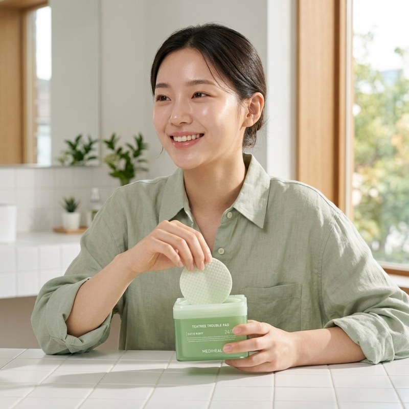 MEDIHEAL Teatree Trouble Pad 100pcs - Soothing & Acne Care Toner Pads - Image 2